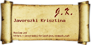Javorszki Krisztina névjegykártya